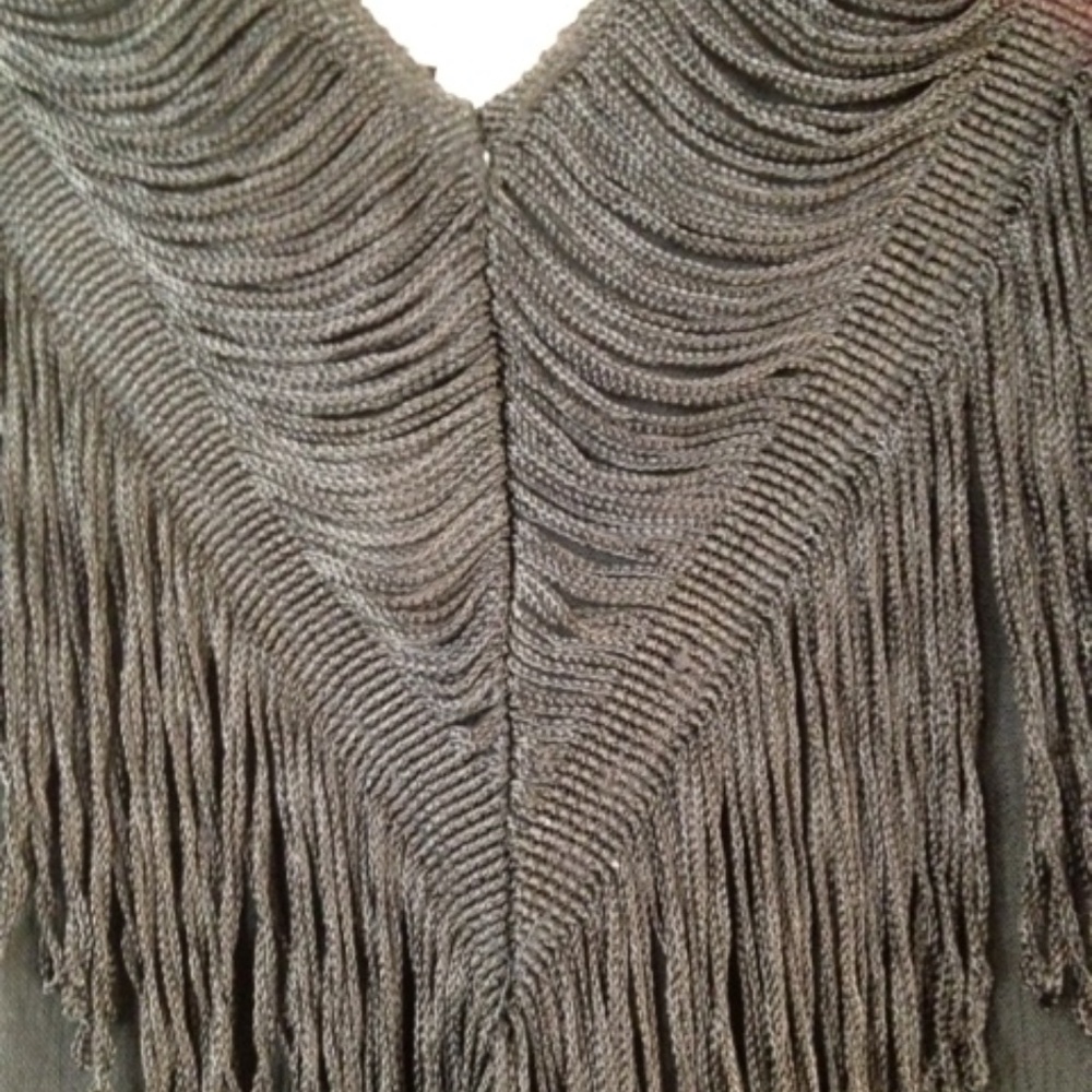 MARA HOFFMAN Black V Neck Fringe Trim Maxi Dress - Picture 3 of 9